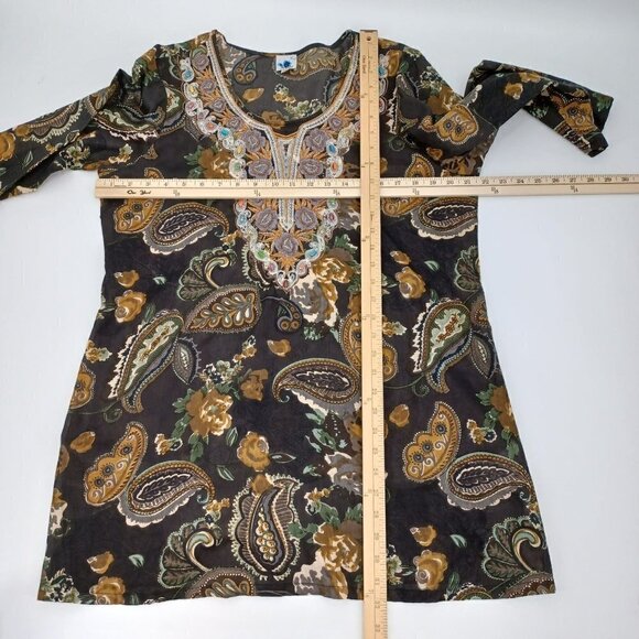 Soula Floral Paisley Embroidered Beaded Embellished Tunic Top Women's Artsy - Picture 10 of 10